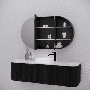 Paris Oval Matte Black Shaving Cabinet 1174 * 702